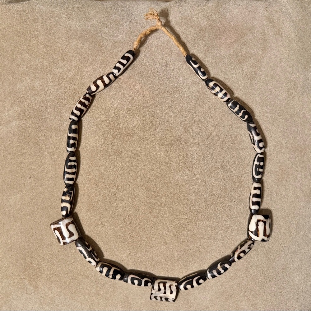African Handcrafted Batik Bone Beads for Jewelry Making and Crafting - Picture 1 of 3